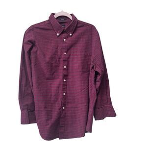 Dockers Battery Street Large Blue Check 16 - 1/2 32/33 Classic Fit Stretch Shirt